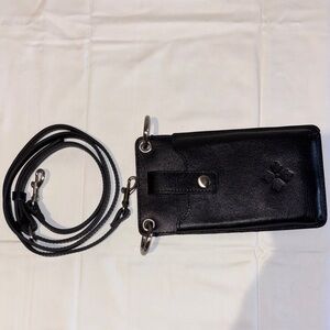 Patricia Nash Black Leather Crossbody Wallet
